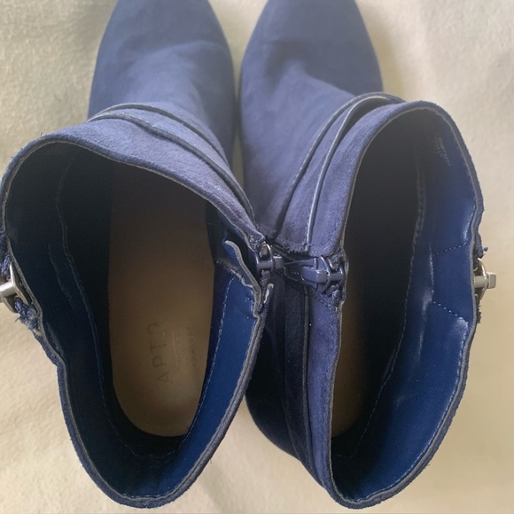 Apt 9 Ankle Boots Advisor Navy 116367 Womens Sz 9 M Chunky Buckle Booties - Picture 5 of 14